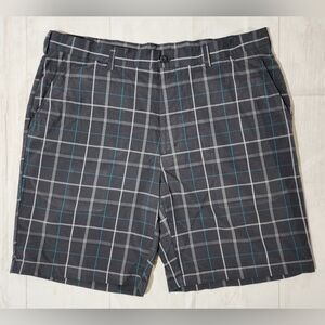 PGA Tour Mens Gray & Blue Plaid Shorts Size 38